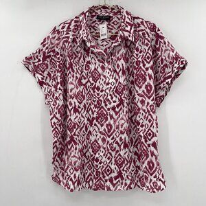 Lane Bryant Women's Plus Short Sleeve Collared Popover Blouse Size 18 NWT